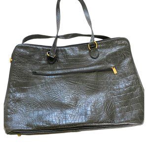 Tarrida Black Italian Made Leather Tote Bay with Multi-Pockets Attorney Office